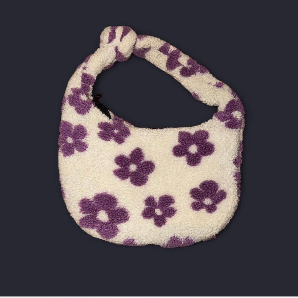 Chic Floral Mini Bag in Purple and Cream